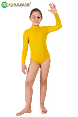 BODY DANZA COLLO ALTO LYCRA GIALLO BAMBINA
